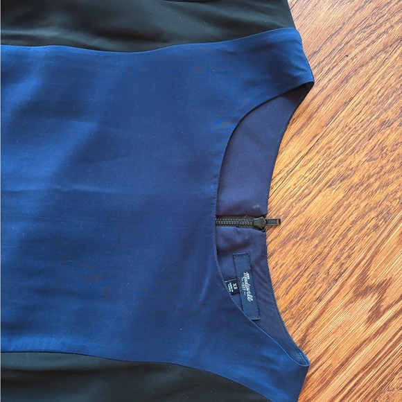 Madewell Mod Black and Blue Long Sleeve Silk Dress - Picture 5 of 8